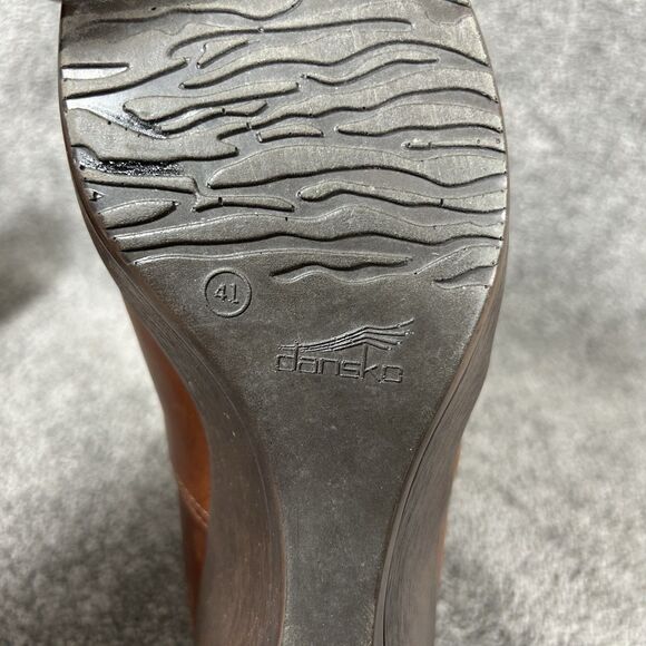 Dansko Rosaline Womens 41 Brown Leather Casual Wedge Heels Pump Slip On Shoes - Picture 10 of 10